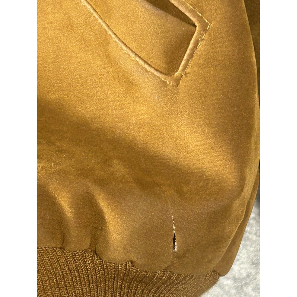 Reportage R.G.A. Made in Italy Tan Suede/Leather Style Bomber Jacket Men's Brown - Picture 6 of 15